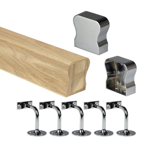 Oak wall mounted handrail - wall,